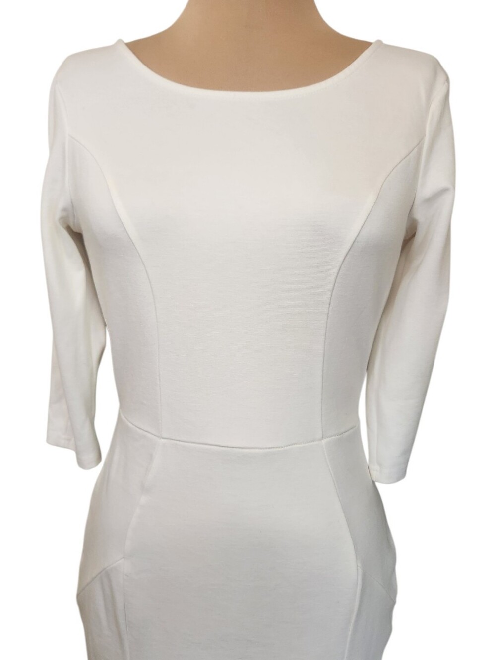 UNIQUE VINTAGE Ivory Princess Seam Pencil Dress - Size M - Picture 4 of 16